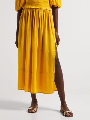 Tiered Slit Detail Maxi Skirt
