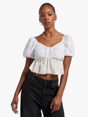 Y&G Ruched Anglaise Top