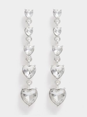 Heart Diamante Chandelier Drop Earrings
