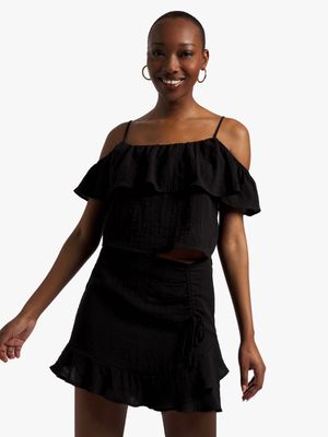 Y&G Linen-like Ruffle Skirt