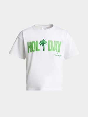 Older Girls Holiday Palm Boxy T-Shirt