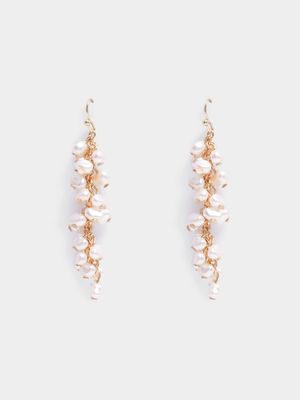 Pearl Cluster Drop Earrings
