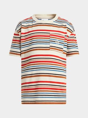 Younger Boys Oversized Stripe Crew T-Shirt