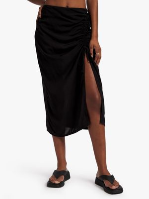 Y&G Ruched Viscose Midi Skirt