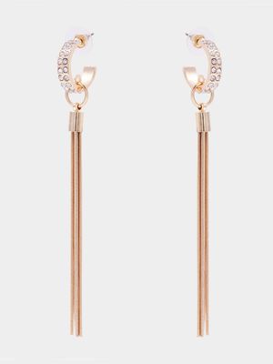 Diamante Hoop Fringe Drop Earrings