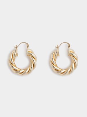 Gold Plated Twisted Hoop Earrings