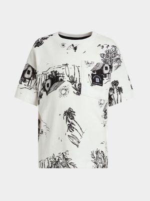Younger Boys Tropical Print Crew T-Shirt