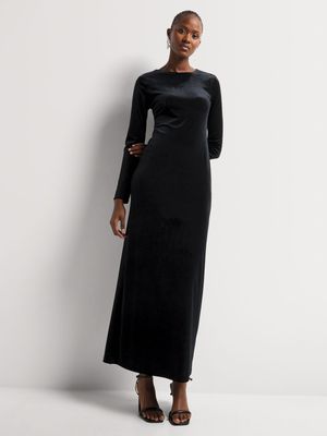 Y&G Long Sleeve Velour Column Dress