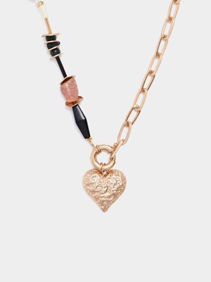 Chain Bead Heart Pendant Necklace
