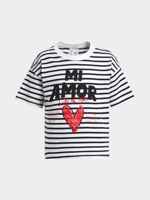 Younger Girls Mi Amor Stripe T-Shirt