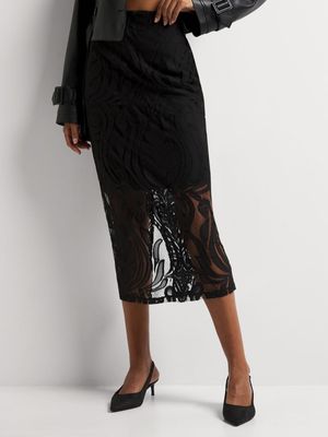 Lace Midi Pencil Skirt