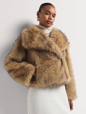 Luella Two Tone Faux Fur Coat