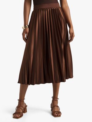 Women's Brown Pleated Skirt