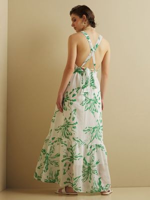 Women's Iconography Open Back Tiered Maxi Dress