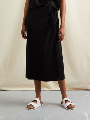Women's Canvas Co-ord Linen Blend Skirt Black