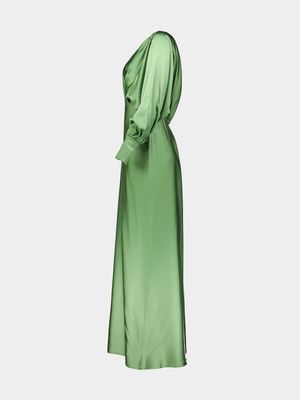 Women's Rosey & Vittori Forest Green Formal Satin Dress