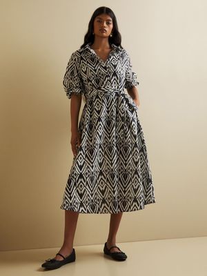 Women's Iconography Cotton Voile Belted Shirt Dress