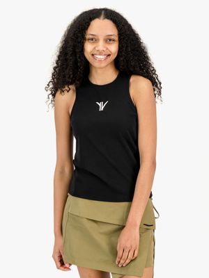Women's Rosey & Vittori Black Branded Ribbed Tank Vest