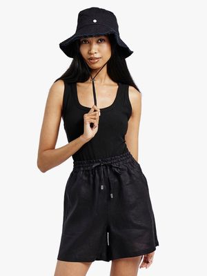 Women's Me&B Black Linen Shorts