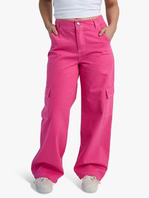 Women's Me&B Pink Wide Leg Cargo Jeans