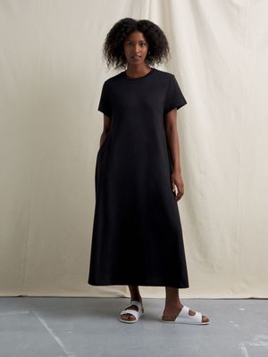 Women's Canvas Black Pocket T-shirt Dress