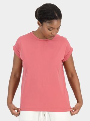 Women's PHEME Melon Relaxed Drop Shoulder Cap Sleeve T-shirt