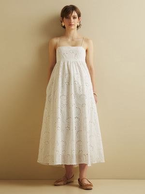 Women's IconographyWhite Cotton Anglaise Babydoll Dress
