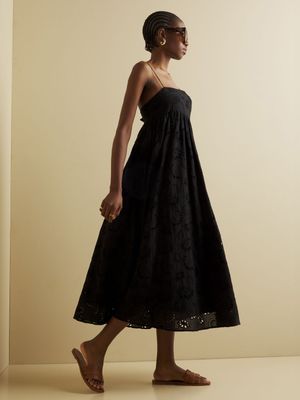Women's Iconography Cotton Anglaise Babydoll Dress Black