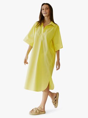 Women's Me&B Yellow Cotton Tunic Shirt Dress