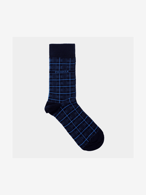 Men's Pringle Navy Grid Sock