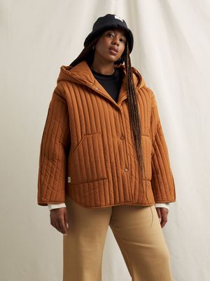 Women's Canvas Quilted Hooded Jacket