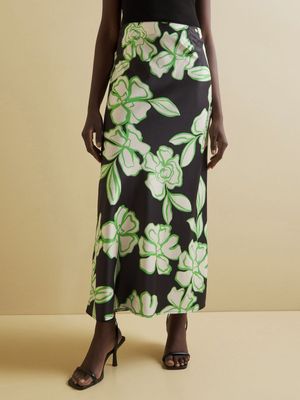 Women's Iconography Bias Satin Slip Maxi Skirt