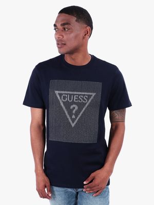 Men's Guess Blue Stitch Triangle T-Shirt