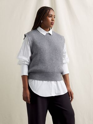 Women's Canvas Waffle Stitch Knitwear Vest