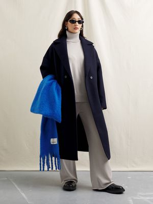 Women's Canvas Midi Melton Coat