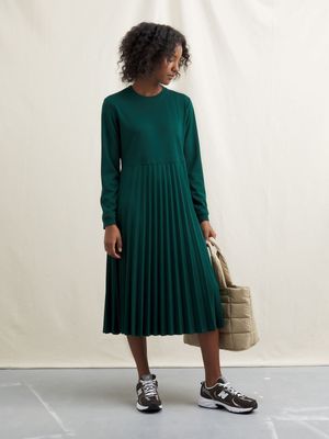 Women's Canvas Pleated Knit Crépe Dress