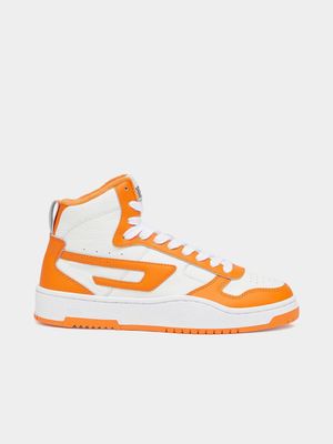 Women's Diesel White & Orange S-Ukiyo V2 High-Top W Sneakers