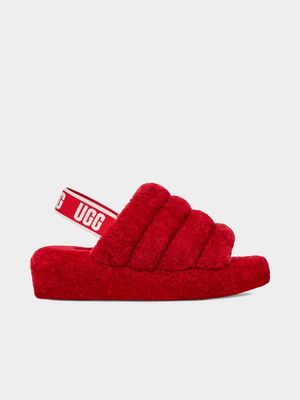 Women's UGG Ribbon Red Fluff Yeah Slide Sandals