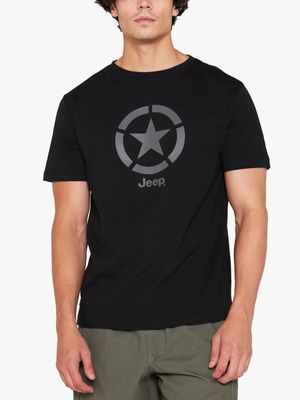 Men's Jeep Black Star Icon Print T-Shirt