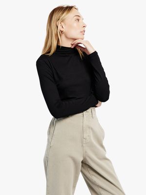 Women's Me&B Black The Luxe Essential Polo Top