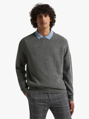 Men's Pringle Stone/Brown Johnson Lambswool Crewneck Jersey