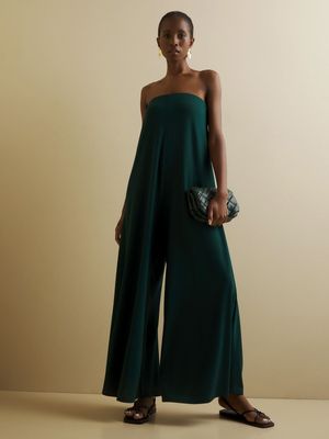 Iconography Strapless Boobtube Jumpsuit With Pockets Emerald
