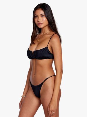 Women's RVCA Black Solid Ultra Skimpy Bikini Bottoms