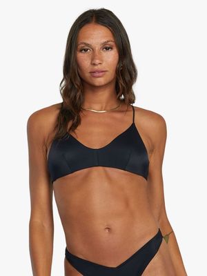 Women's RVCA Black Solid Crossback Bikini Top
