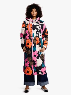 Women's Me&B Abstract Floral Quilted Puffer