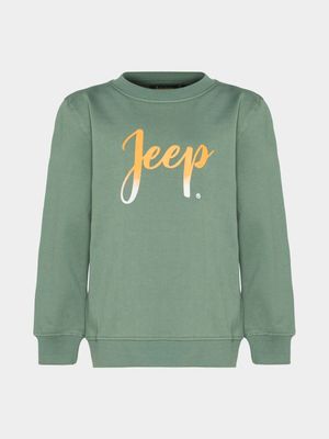 Girl's Jeep Green with Ombre Logo Pullover Sweater