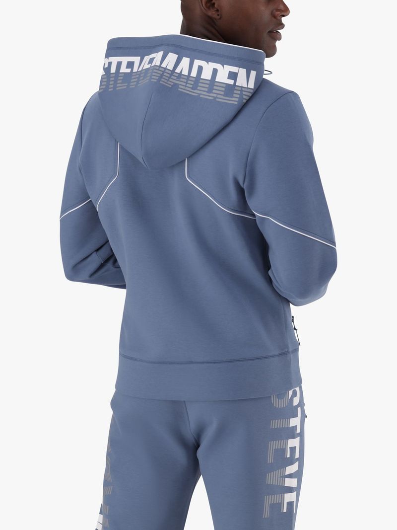 Men's Steve Madden Blue Co-ord Levi Scuba Zip Thru Hooded Men's Steve Madden Blue Co-ord Levi Scuba Zip Thru Hooded