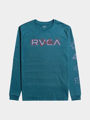Boy's RVCA Blue Big Bloom Long Sleeve T-Shirt