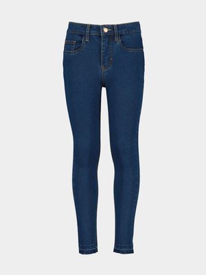 Older Girl's Dark Blue Denim Jeans