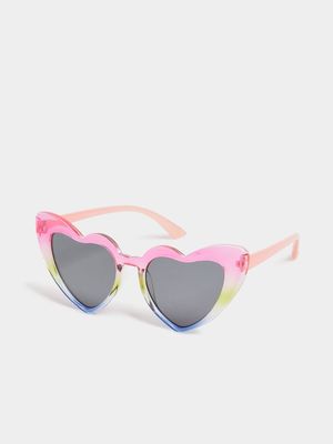 Girl's Pink Rainbow Heart Sunglasses
